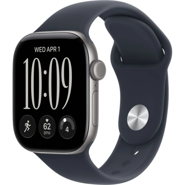 Apple Watch Series 12 46mm Space Gray Aluminum Case with Navy Blue Sport Band
