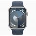 Apple Watch Series 9 45mm Silver Aluminum Case with Storm Blue Sport Band
