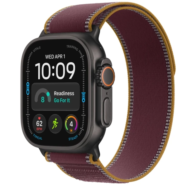 Apple Watch Ultra 4 49mm Black Titanium Burgundy Trail Loop