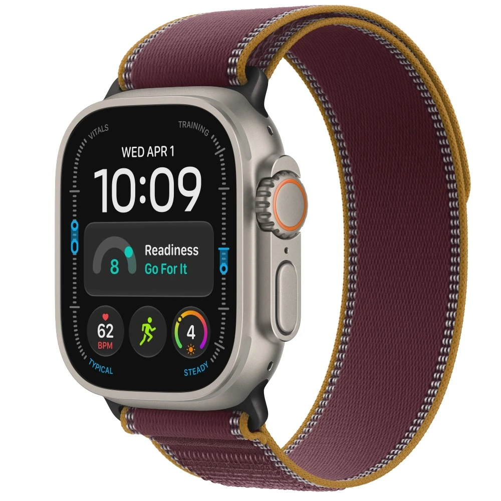 Apple Watch Ultra 4 49mm Natural Titanium Burgundy Trail Loop