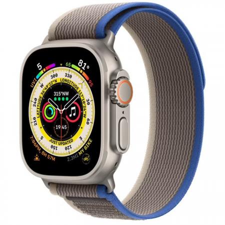 Apple Watch Ultra 49mm Titanium Case with Blue/Gray Trail Loop