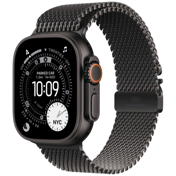 Apple Watch Ultra 3 49mm Black Titanium Milanese Loop Black