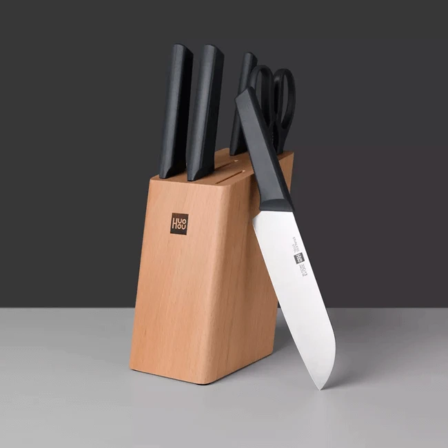 Набор Xiaomi HuoHou Fire Kitchen Steel Knife Set (4 ножа и ножницы с подставкой) HU0057