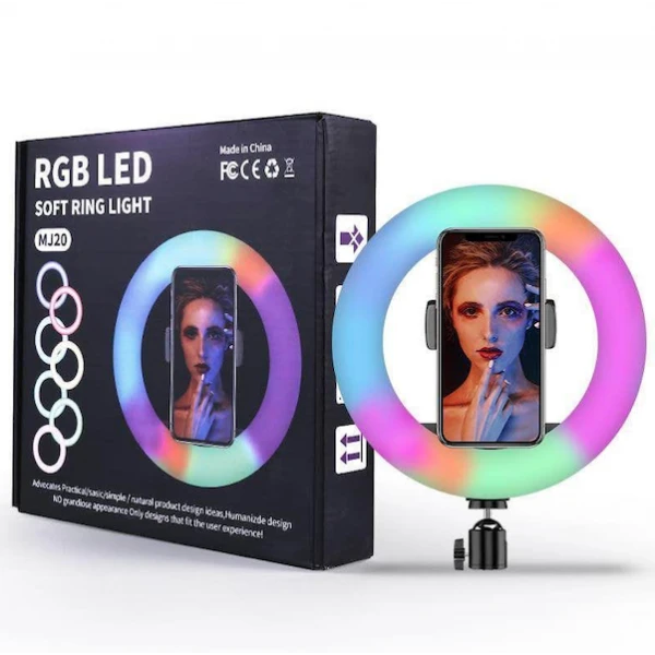 Лампа кольцевая RGB LED MJ20 (без штатива)
