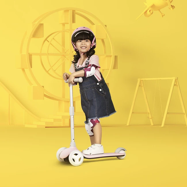 Детский самокат-кикборд Xiaomi Rice Rabbit Scooter (Pink)